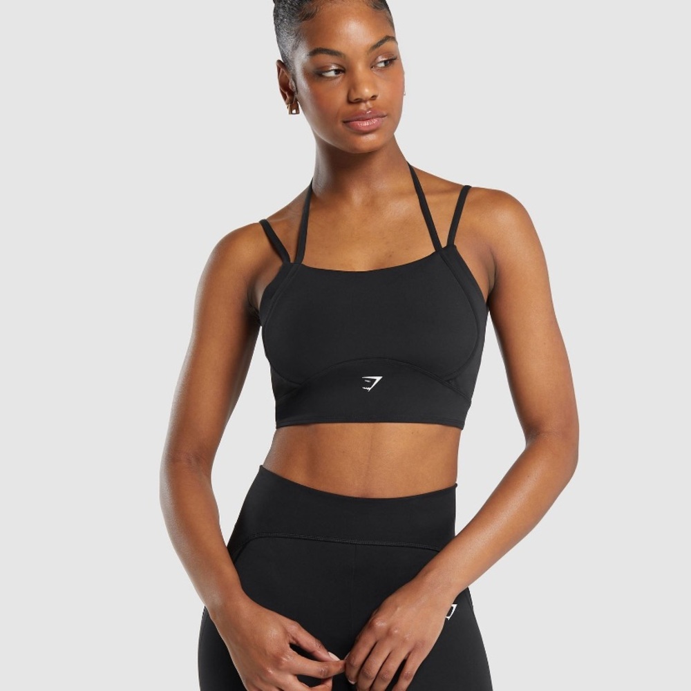 Gymshark Black Halterneck Crop Cami Tank